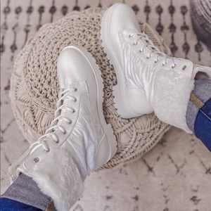 NWT white combat boots
